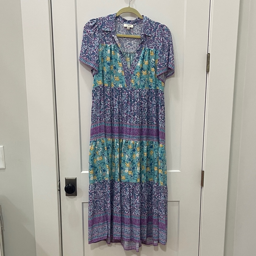 Umgee Multicolor Bohemian Midi Dress (Worn 1x)